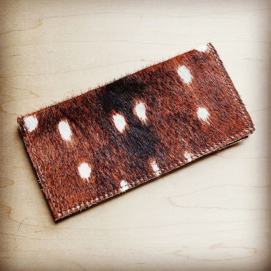 Hair-On-Hide Leather Wallet in Axis Deer Hide