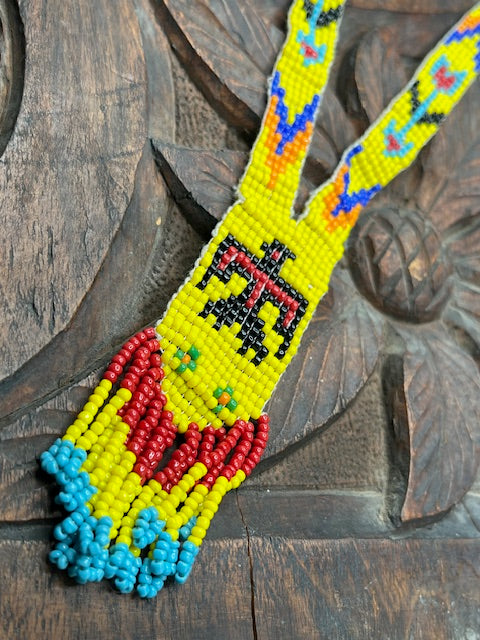 Yellow Thunder Bird beaded Necklace